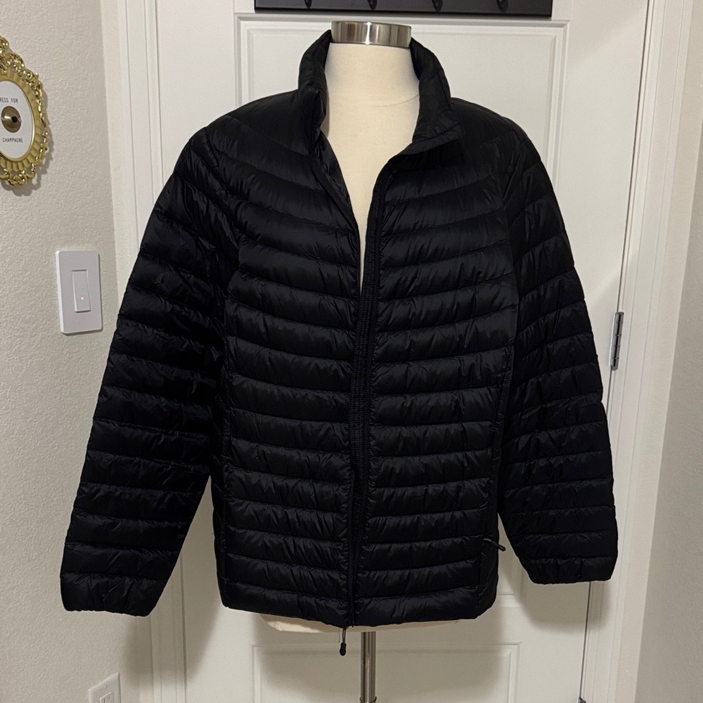 Packable Fitted Plus Size Black Puffer Jacket